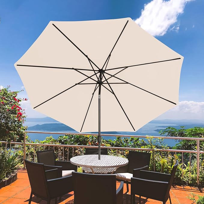 Sundale Outdoor Olefin 5-Year-Non-Fading Patio Umbrella with Sand Bag Base, Outdoor Umbrella with Tilt and Crank, Red