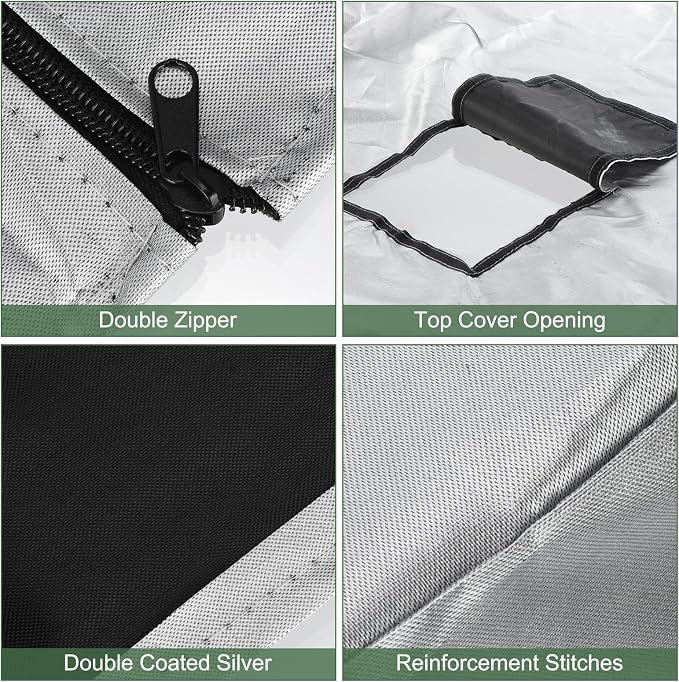 PATIKIL IBC Tote Cover 275 Gallon 420D Fabric Sunshade Waterproof Water Tank Protective Cover with Zipper for 1000L Outdoor Garden Water Ton Rain Barrel, Silver (120 * 116 * 100cm)