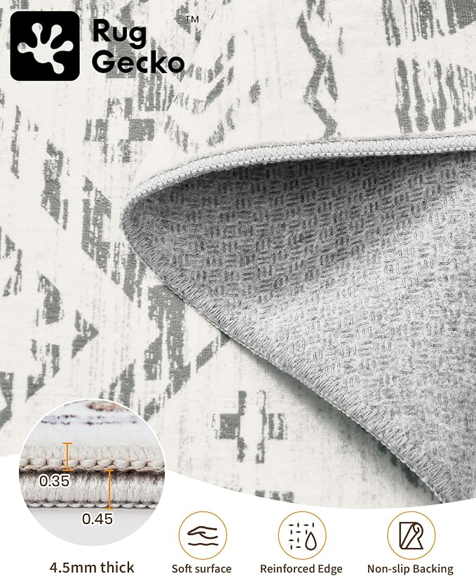 Miukiki Washable 2x6 Runner Rug Hallway Non Slip Kitchen Runner Grey | Machine Washable Long Floor Runner for Hallway Entryway Laundry Room Living Room Bedroom, Stain Resistant Indoor Carpet 2'x6'