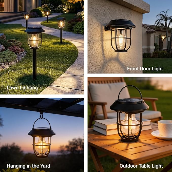 8 Pack Solar Pathway Lights with Motion Sensor, 300LM Waterproof Outdoor Solar Lights, 3 Modes Landscape Lighting for Garden Backyard Path Driveway, Wall Mount and Hanging (Warm)