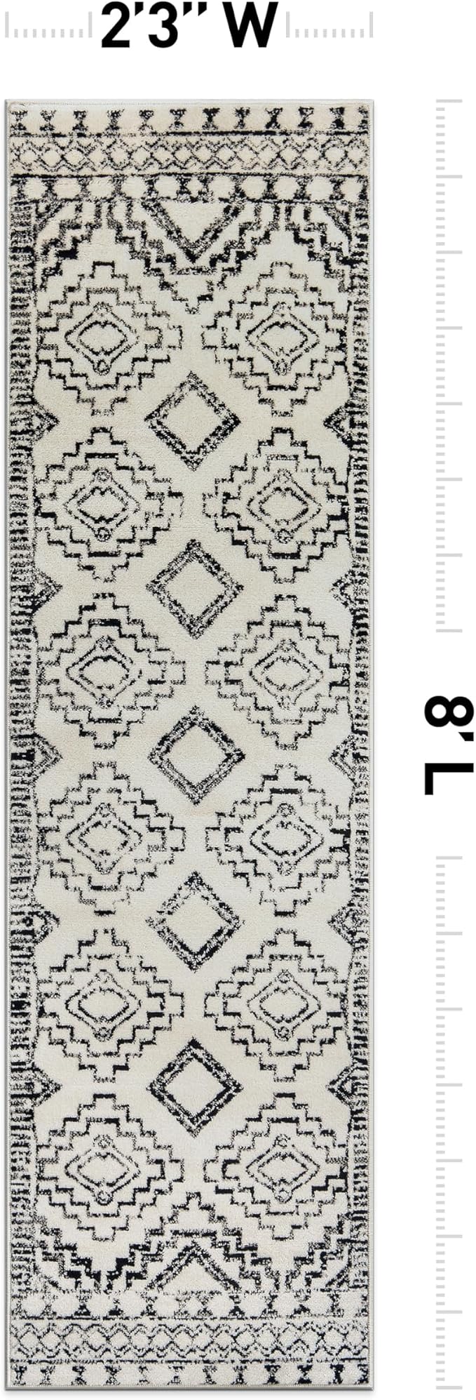 Rugshop Southwestern Geometric Tribal Boho Runner Rug Soft Cream 2' 3" x 8' | Size 2' 3" x 8', Living Room, Bedroom, Dining Room, Home Office, Kitchen, Entryway, Hallway, Nursery, Kids Room, Guest Room