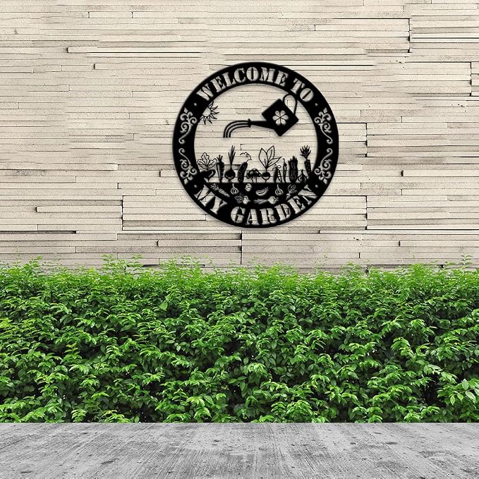 MeMate Garden Signs, Metal Garden Sign Outdoor Decor, Welcome To My Garden Metal Signs, Garden Plaques for Women Mom Grandma Nana, Rustic Decorations for Potting Shed, She Shed