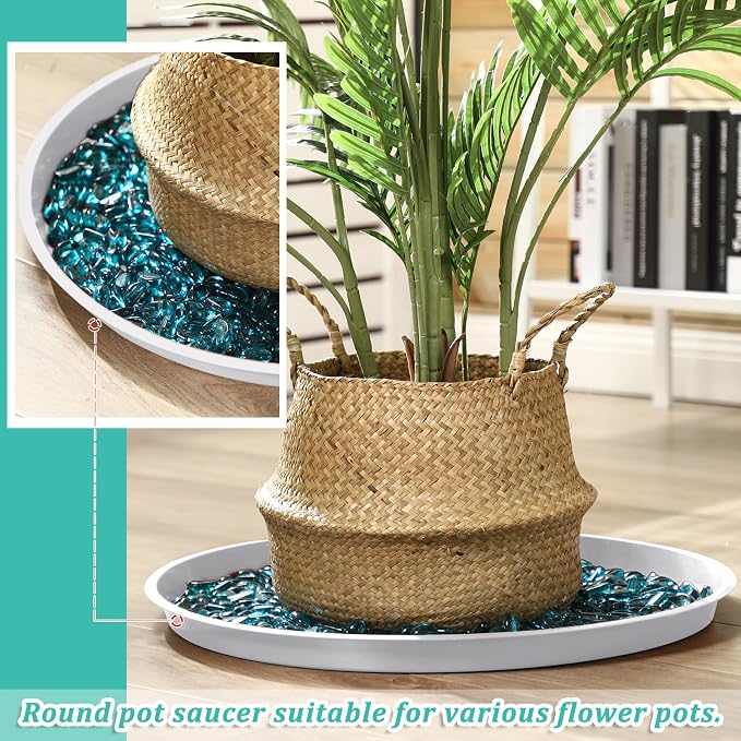 Eccliy 6 Pack Plastic Plant Saucer Heavy Duty Planter Saucers Large Plant Pot Saucers Plastic Water Trays for Indoors and Outdoors Flower Plant Plant Drip (White,23 Inch)