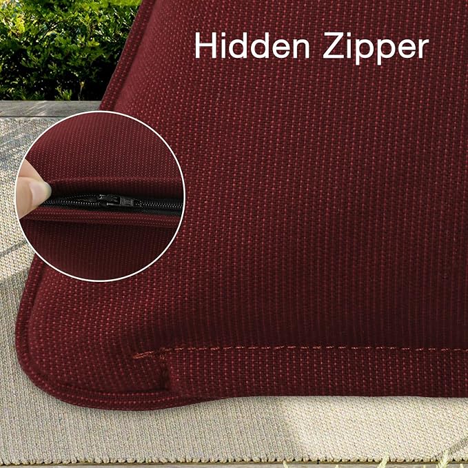 Unimatta Sunbrella Decorative Outdoor Water Repellent Throw Pillows with Inserts, Set of 4, 20" x12" Pillows for Patio, Backyard, Bed, Couch, and Patio Furniture, Spectrum Ruby