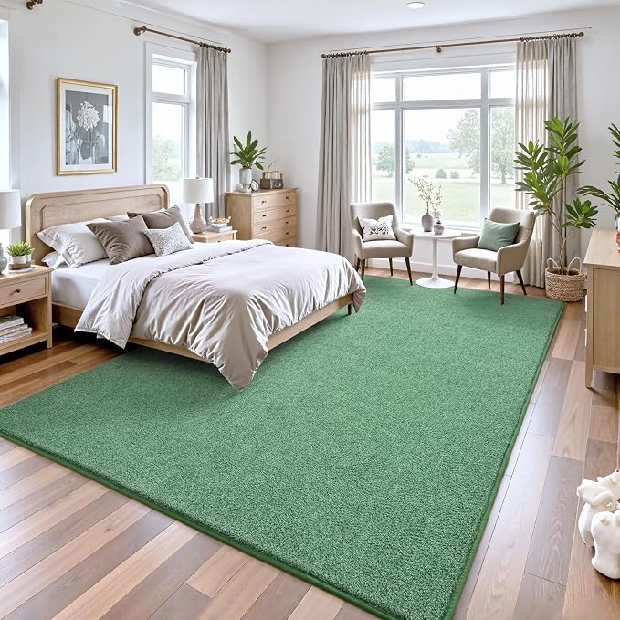 Keeko 5x8 Area Rugs for Living Room,Soft Washable Memory Foam Bedroom Rug | Indoor Throw Rug Low Pile Minimalist Non Slip Carpet for Kids Nursery Classroom Dorm Room Home Decor Green and White