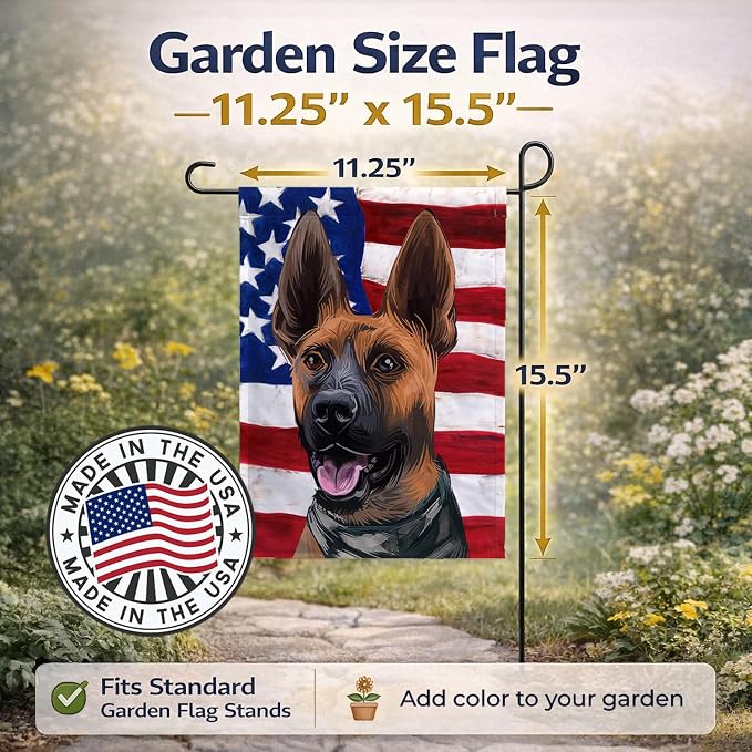 Caroline's Treasures CK6646GF Plott Hound Dog American Flag Garden Flag Mailbox Flag Decorative Yard Flag Banner Outside Patio Artwork Yard Flower Beds, Garden Size, Multicolor