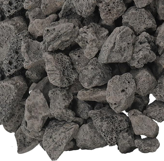 20 lbs Durable Black Lava Stones for Indoor Gas Fireplaces, Fire Pits, and Fire Pit Tables, Gas Fireplace Rocks, 0.8-1.2 Inch Fire Pit Stones for Outdoor Grills and Landscaping