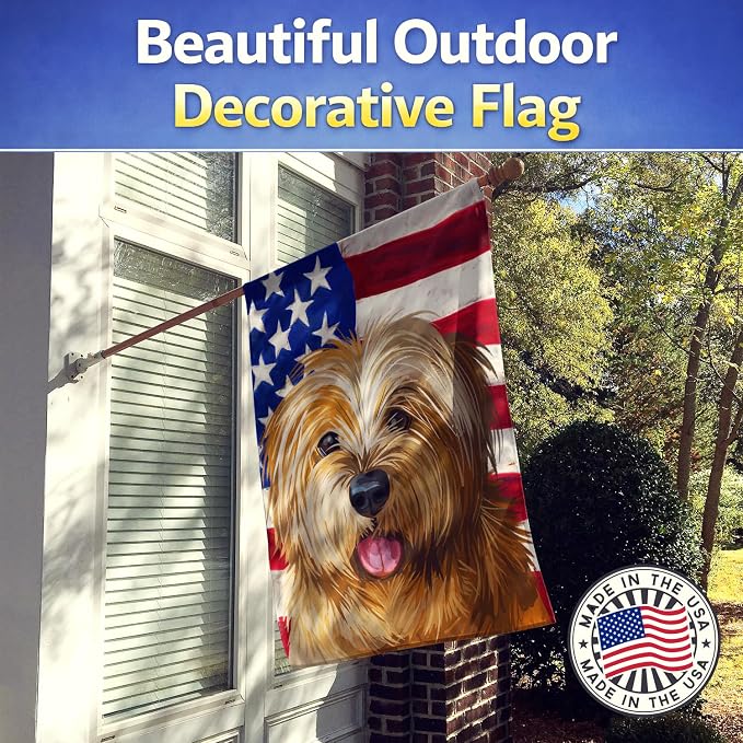 Caroline's Treasures CK6627CHF Norfolk Terrier Dog American Flag House Flag Large Porch Sleeve Pole Decorative Outside Yard Banner Artwork Wall Hanging, Polyester, House Size, Multicolor