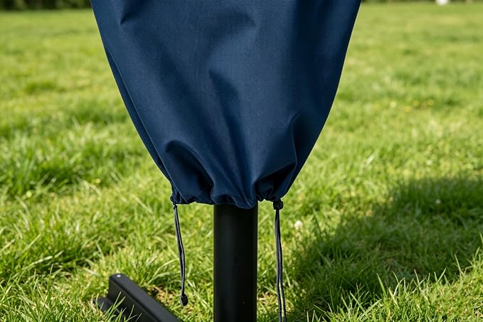 Patio Umbrella Cover with Rod for 7 to 11 Ft Umbrellas & 15 Ft Double-Sided Umbrellas, Protective Waterproof Cover with Zipper, Dark Blue