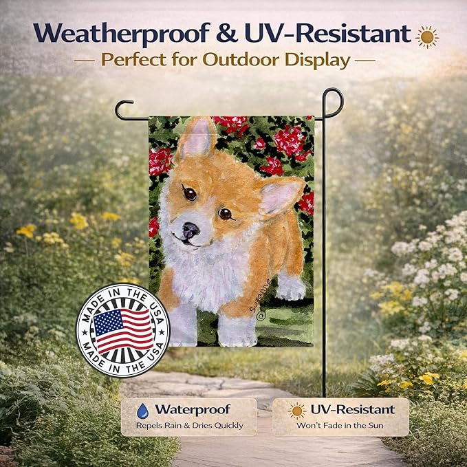 Caroline's Treasures SS8823GF Corgi Garden Flag Mailbox Flag Decorative Yard Flag Banner Outside Patio Artwork Yard Flower Beds, Garden Size, Multicolor