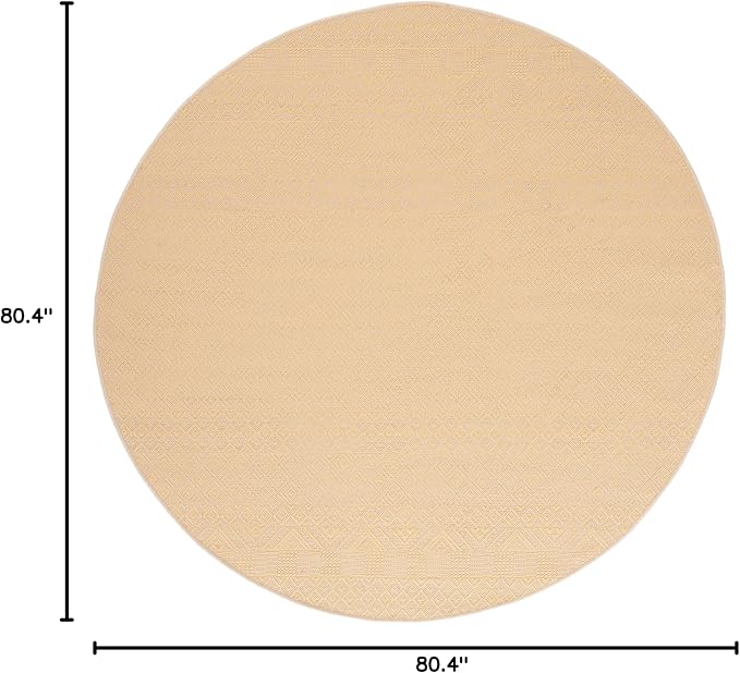 SAFAVIEH Courtyard Collection 6'7" Round Gold/Beige CY6235 Moroccan Indoor/Outdoor Waterproof Easy Cleaning Patio Backyard Mudroom Area Rug