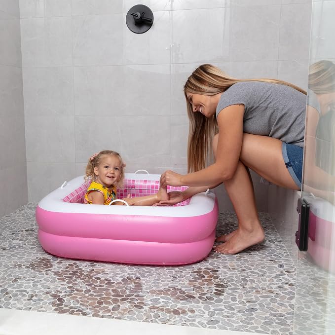 3-in-1 Inflatable Baby Pool, Bathtub & Ball Pit for Toddlers 1-3, Patented Safety Secure Grip Handles, Soft Floor & Drain - Summer Water Toys, First Birthday Gifts, Kiddie Pool for Ages 1 2 3, 34"x10"