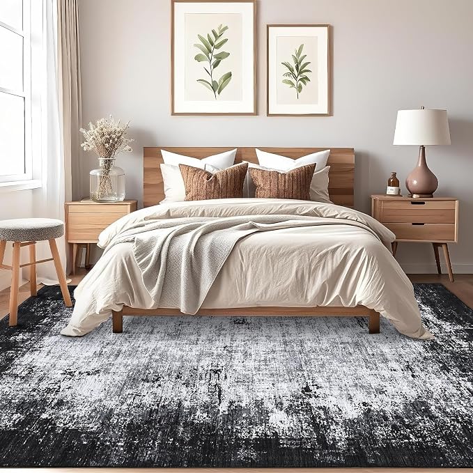 GarveeHome Abstract Area Rugs 5x7 Ultra-Soft Modern Indoor Carpet Grey | Non-Slip Backing, Stain-Resistant Low Pile Floor Cover, Colorful Indoor Mat, Bedroom, Kitchen, Laundry