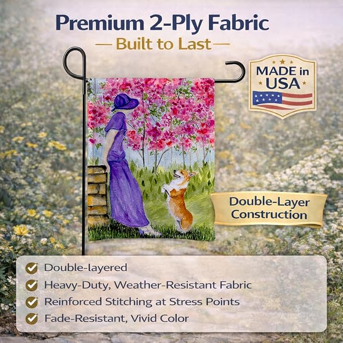 Caroline's Treasures SS8616GF Corgi Garden Flag Mailbox Flag Decorative Yard Flag Banner Outside Patio Artwork Yard Flower Beds, Garden Size, Multicolor