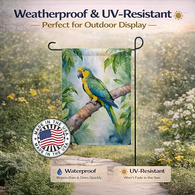 Caroline's Treasures Yellownaped Amazon Parrot Garden Flag Mailbox Flag Decorative Yard Flag Banner Outside Patio Artwork Yard Flower Beds, Garden Size, Multicolor