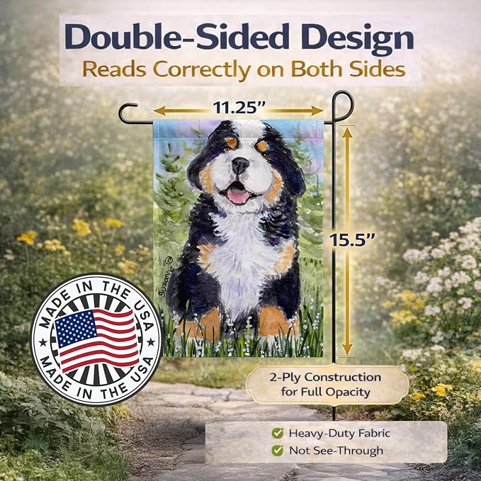 Caroline's Treasures SS8750GF Bernese Mountain Dog Garden Flag Mailbox Flag Decorative Yard Flag Banner Outside Patio Artwork Yard Flower Beds, Garden Size, Multicolor