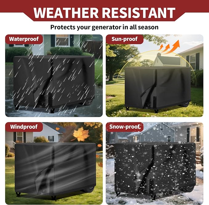 NEXCOVER Waterproof Universal Generator Cover - Weather/UV Resistant Cover 26 x 20 x 20 inch, for Most Portable Generators 3000-5000 Watt, Black
