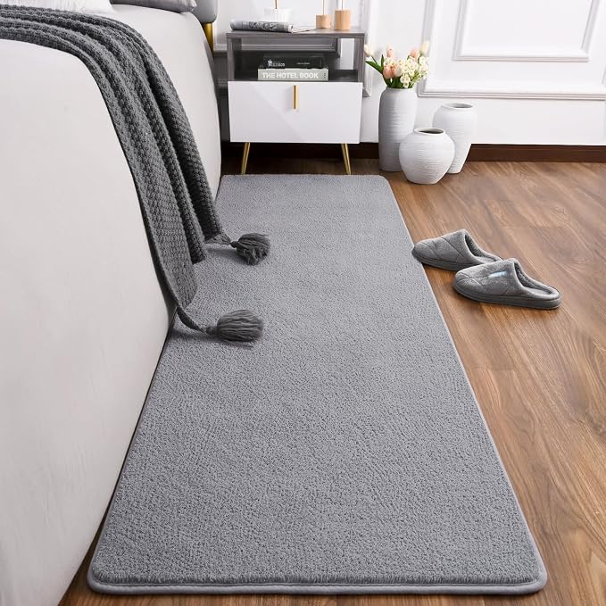 AROGAN 2x8 Runner Rug for Hallway, Long Runner Rugs Non Slip, Grey | Soft Washable Memory Foam Carpet for Bedroom, Non Slip Backing Runners Rug for Hallways, Kitchen, Bathroom, Entryway Home