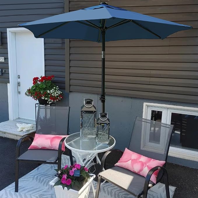 AMMSUN 6ft Patio Umbrella Outdoor Table Umbrellas with Push Button Tilt, UPF50+ Premium Steel Pole and Ribs for Deck, Lawn, Garden, Backyard & Pool