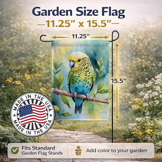 Caroline's Treasures Budgerigar Garden Flag Mailbox Flag Decorative Yard Flag Banner Outside Patio Artwork Yard Flower Beds, Garden Size, Multicolor