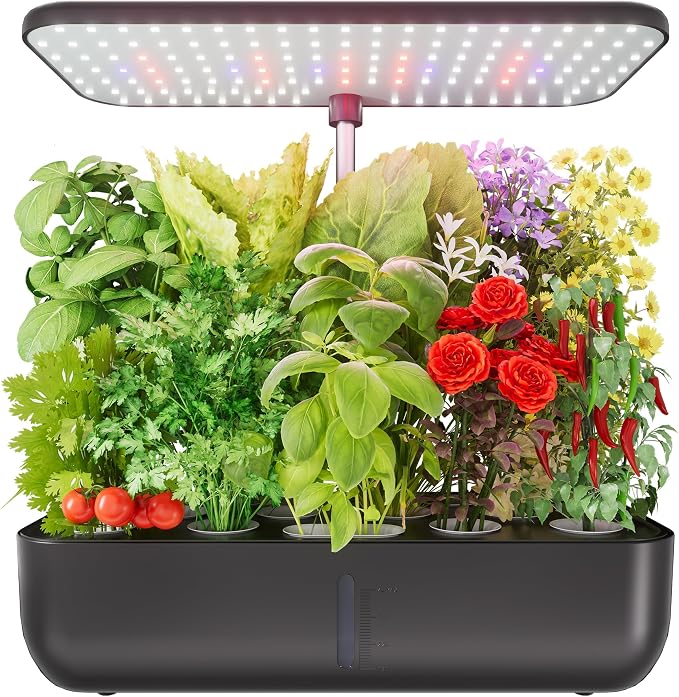 Indoor Hydroponic Growing System, 12-Pod Indoor Herb Garden with LED Grow Lights, Quiet Automatic Hydroponics with Adjustable Height, Home Kitchen Plant Germination Kit