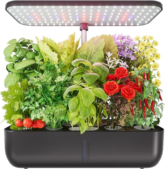 Indoor Hydroponic Growing System, 12-Pod Indoor Herb Garden with LED Grow Lights, Quiet Automatic Hydroponics with Adjustable Height, Home Kitchen Plant Germination Kit