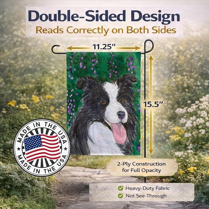 Caroline's Treasures SS1053GF Border Collie Garden Flag Mailbox Flag Decorative Yard Flag Banner Outside Patio Artwork Yard Flower Beds, Garden Size, Multicolor