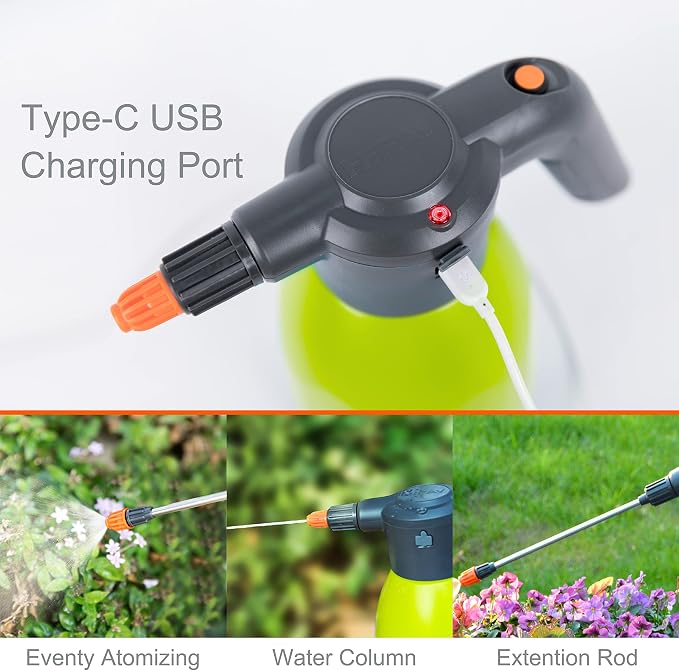 HIFAY ES2-PRO Electric Spray Bottle 2L/0.5Gallon, Rechargeable Battery Powered Sprayer Spray 60 Bottles On a Single Charge, Automatic Plant Mister，Pump Sprayer,Indoor Watering Can for Plants