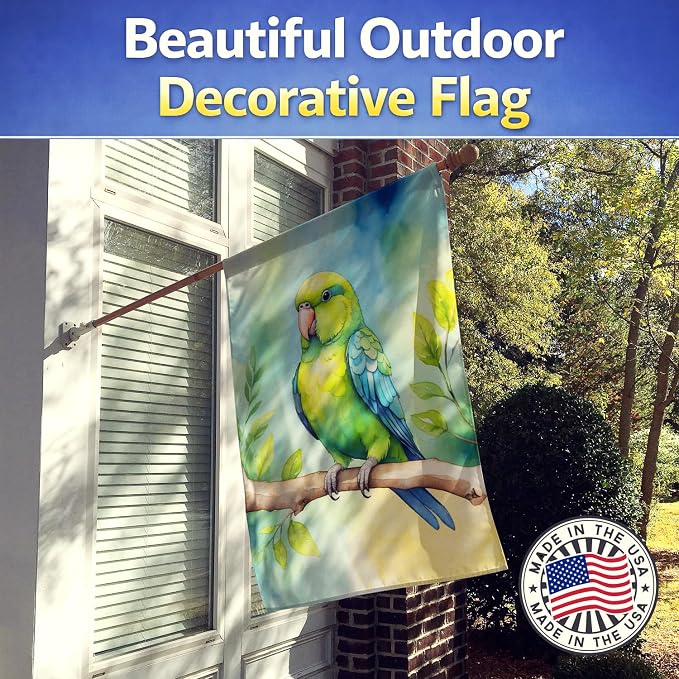 Caroline's Treasures Parrotlet House Flag Large Porch Sleeve Pole Decorative Outside Yard Banner Artwork Wall Hanging, Polyester, House Size, Multicolor