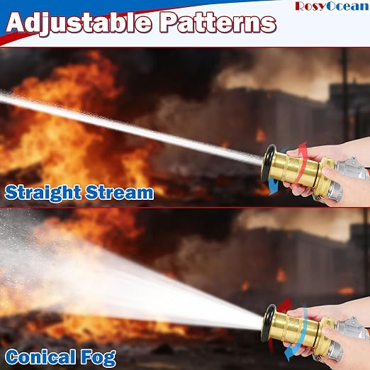 Heavey Duty 2" NPSH Brass Fire Hose Nozzle with 2 x 2 Inch Aluminum Camlock Fittings Fire Equipment Industial Spray Jet Fog Nozzle