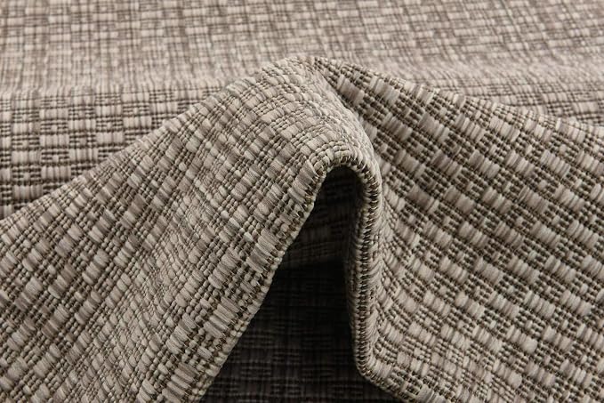 Unique Loom Collection Casual Transitional Solid Heathered Indoor/Outdoor Flatweave Area Rug (2' x 6' 1" Runner, Beige/Ivory)