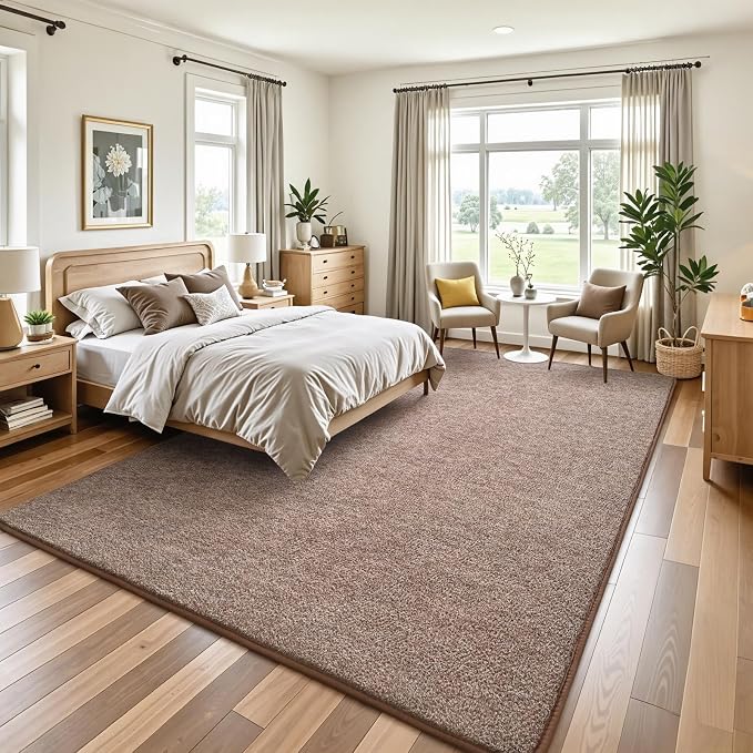 Keeko 4x6 Area Rugs for Living Room,Soft Washable Memory Foam Bedroom Rug | Indoor Throw Rug Low Pile Minimalist Non Slip Carpet for Kids Nursery Classroom Dorm Room Home Decor Brown and White