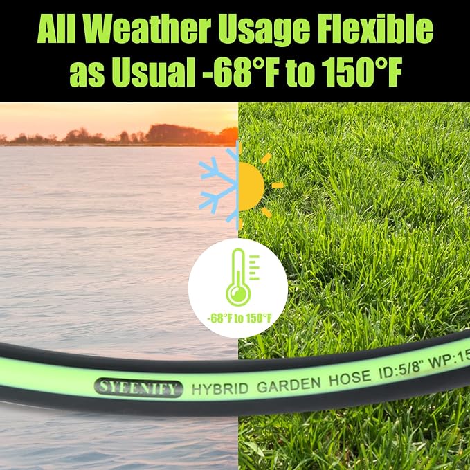 Garden Hose 75ft 5/8", Heavy Duty No Kink Water Hose, No Tangle Flex Rubber Garden Hose for Lawns,Floor,Yard Washing,Pet Cleaning