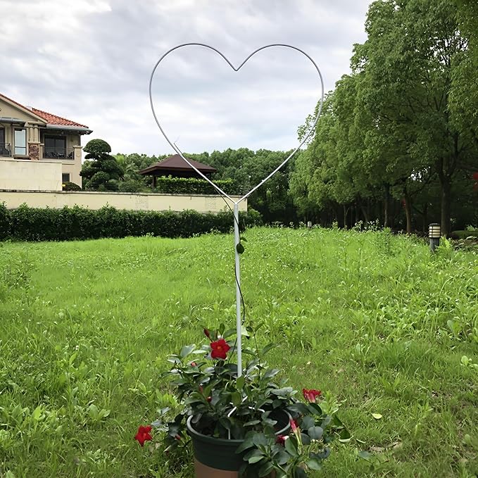 Heart-Shaped Garden Trellis for Climbing Plants, 104cm/41 Iron Plants Climbing Holder Rack for Decorative Potted Plants Flowers Indoor Otdoor (Color : Black, Size : 104x42cm/41x16.5in)