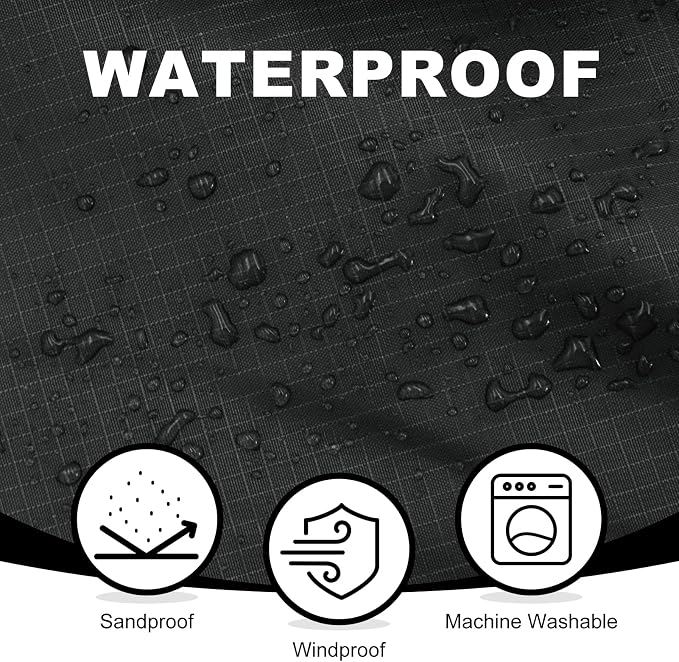 Large Waterproof Outdoor Picnic Blanket 80"x 58" | Windproof Lightweight Stadium Blanket, Packable, Stay Dry and Comfortable for Camping, Sports, Travel - Black