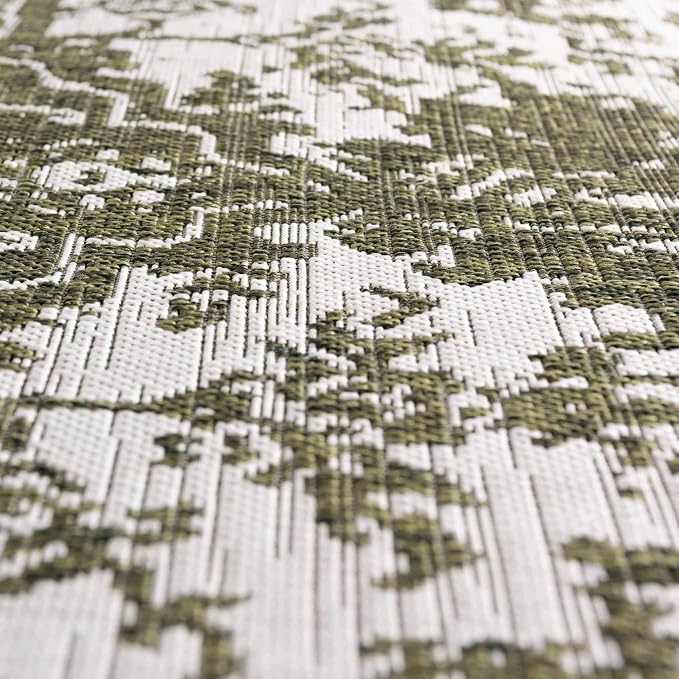 Unique Loom Outdoor Collection Area Rug - Dubai (2' 2' x 3' 1' Rectangle, Green/ Ivory)