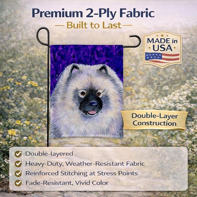 Caroline's Treasures SS8691GF Keeshond Garden Flag Mailbox Flag Decorative Yard Flag Banner Outside Patio Artwork Yard Flower Beds, Garden Size, Multicolor