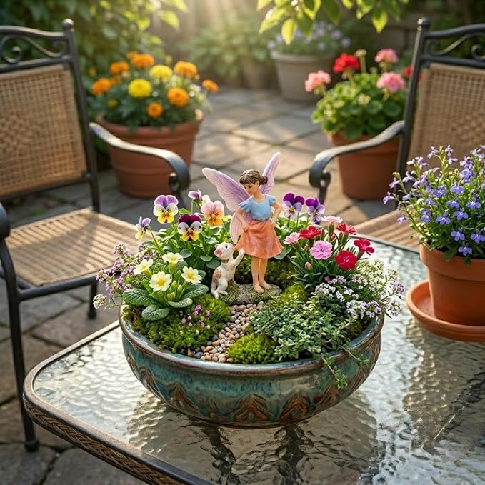 PRETMANNS Fairies for Fairy Garden Accessories Outdoor Indoor Miniature Garden Figurines Hand-Painted Resin Fairy Figure - Figurine Ava with Cat 1 Piece