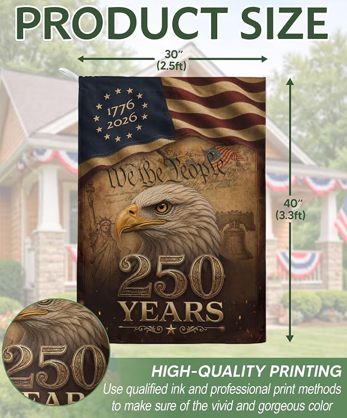 250 Years Of Freedom Flag, American Flag With Eagle, We The People Banner, 1776-2026 Commemorative, Garden Flags For Outside, Double-sided Printing, 250th Anniversary Patriotic Design 2 (30x40 Inch)