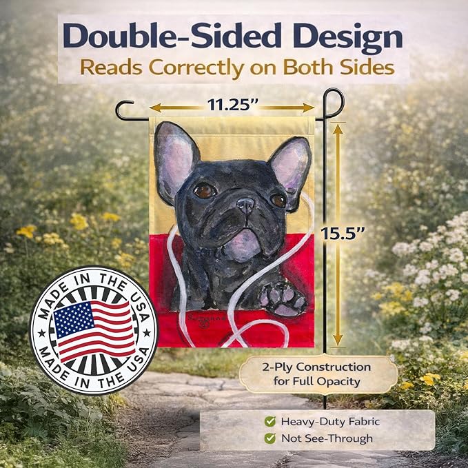 Caroline's Treasures SS8899GF French Bulldog Garden Flag Mailbox Flag Decorative Yard Flag Banner Outside Patio Artwork Yard Flower Beds, Garden Size, Multicolor
