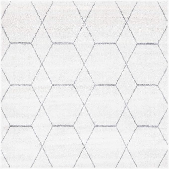 Unique Loom Trellis Frieze Collection Area Rug - Geometric (6' Square, Ivory/ Gray)