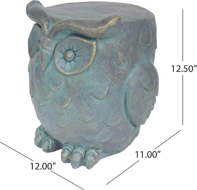 Christopher Knight Home Agnes Owl Garden Stool, Lightweight Concrete, Gold Patina Finish