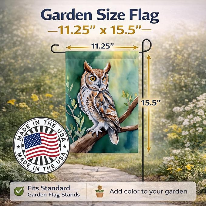 Caroline's Treasures Western Screech Owl Garden Flag Mailbox Flag Decorative Yard Flag Banner Outside Patio Artwork Yard Flower Beds, Garden Size, Multicolor