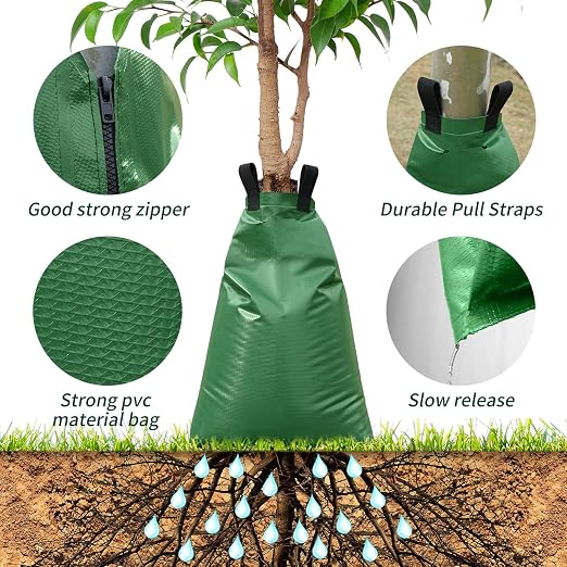 Tree Watering Bags Slow Release:20 Gallon - Reusable Water Bags for Trees - Slow Lrrigation Suitable for Newly Planted or Established Trees in Hot Weather（5 Pack）