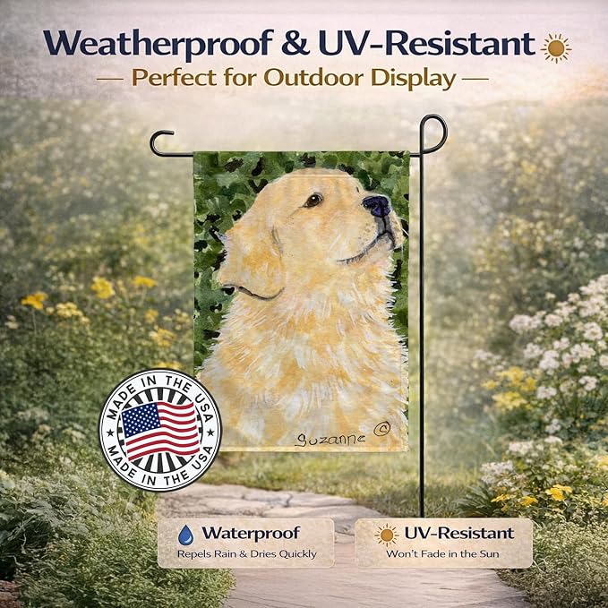Caroline's Treasures SS8810GF Golden Retriever Garden Flag Mailbox Flag Decorative Yard Flag Banner Outside Patio Artwork Yard Flower Beds, Garden Size, Multicolor