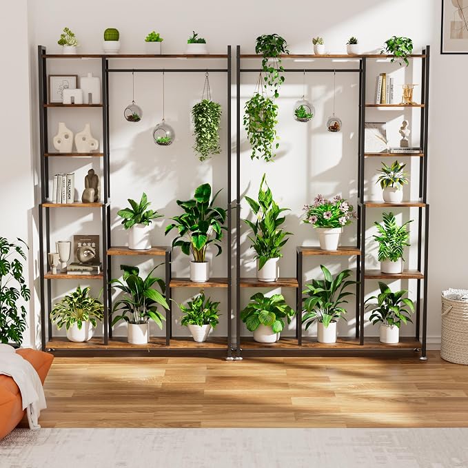 CODACE Plant Stand Indoor with Grow Light - 71 Inches Tall Plant Shelf, 8 Tiered Large Metal Plant Stand, Square Flower Stand Display Rack for Living Room, Balcony, Patio, Garden