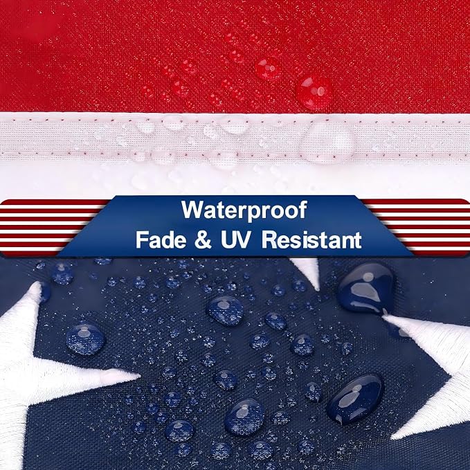 American Flag 4x6 Outdoor Heavy Duty - Waterproof & UV Protected Polyester US Flag with Embroidered Stars, Sewn Stripes, Brass Grommets, Fade Resistant for Yard, Garden, Pole