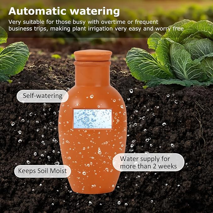 8pcs 3.1 * 3.1 * 6in Olla Pots for Garden Olla Watering System Terracotta Watering Pots Olla Watering Pot with Lid Terracotta Globes Clay for Indoor and Outdoor Terra Cotta Clay
