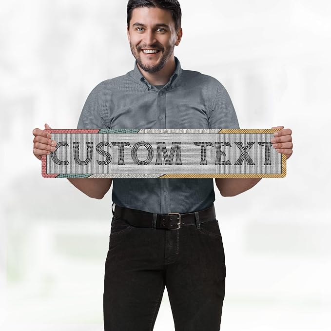 Custom Sign, Custom Street Sign, 11 Font Colors, 13 Font Styles, 4 Hole Options, 22 Sizes, 6x30 Inches, Rust Free DiBound, Fade Resistant, Made in USA by My Sign Center (Fauxsaic 2)