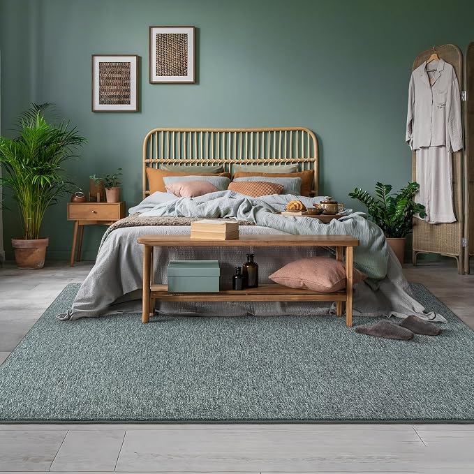 AROGAN 4x6 Area Rugs for Living Room Non Slip Bedroom Rug, Grey & Green | Modern Area Rugs with Soft Memory Foam, Minimalist Washable Indoor Floor Carpet for Dorm Dining Room Office Kids Playroom